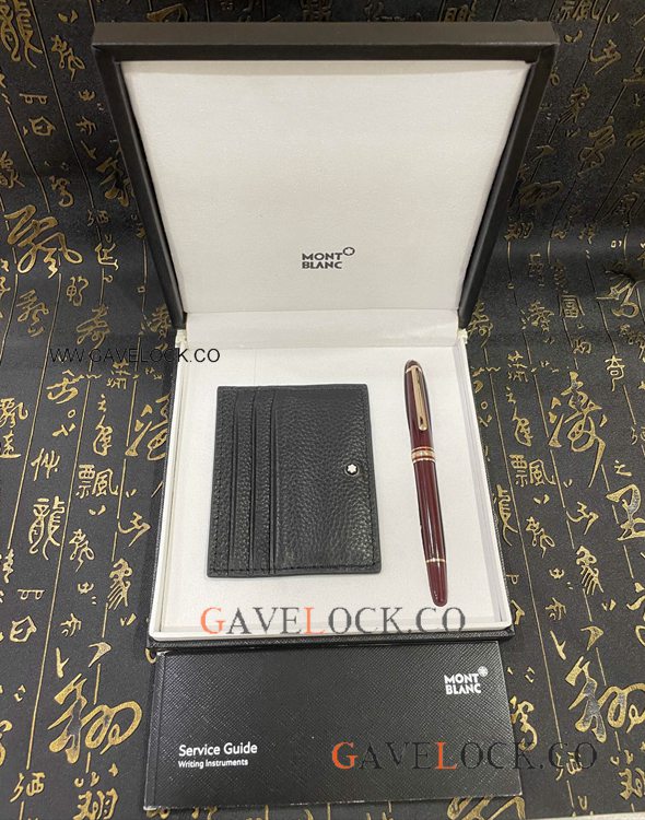 Set with Meisterstuck Bordeaux Rollerball & Leather Card Holder